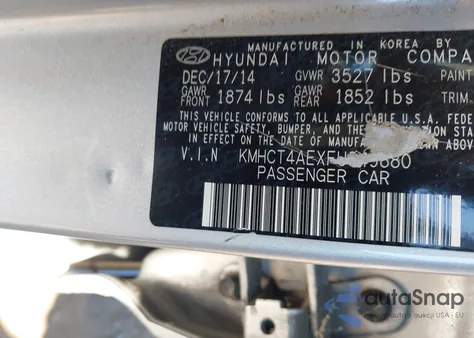 2015 Hyundai Accent Gls z USA, uszkodzony, nr VIN KMHCT4AEXFU849880